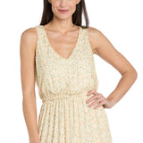Printed Blouson Maxi Dress with Flounce Hem