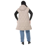 Plus Size Hooded Quilted Longline Puffer Vest