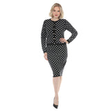 Women's Polka Dot Sweater Midi Skirt Set