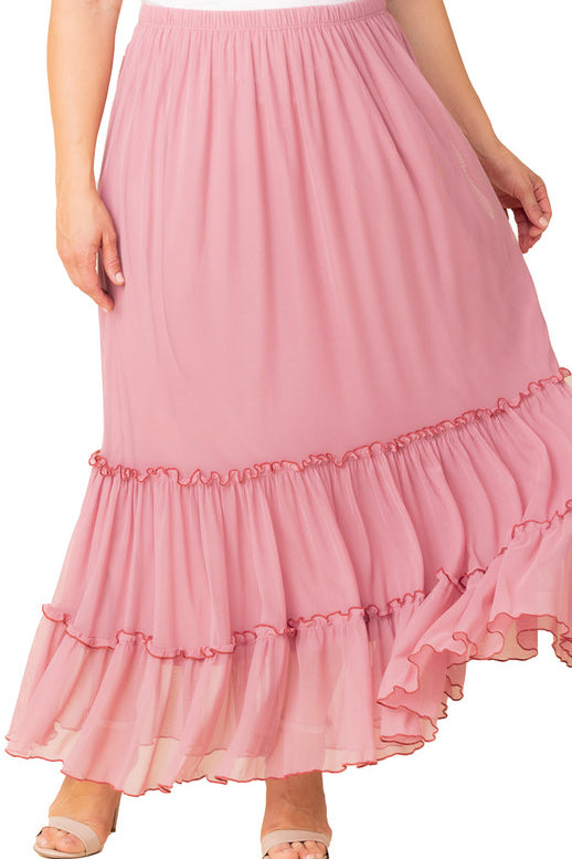 Isla Tiered Mesh Maxi Skirt - Plus