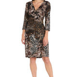 Printed Jersey Faux Wrap Dress