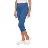 Alfred Dunner Super Stretch Denim Fringe Capri Pant- Petite