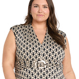 Printed V Neck Jersey with Hardware  - Plus