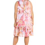 Printed Chiffon Halter with Flounce  - Plus