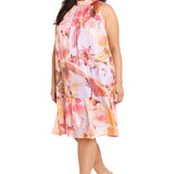 Printed Chiffon Halter with Flounce  - Plus