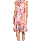 Printed Chiffon Halter Dress with Flounce