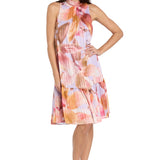Printed Chiffon Halter Dress with Flounce
