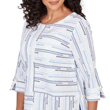 Alfred Dunner Spliced Jacquard Stripe Top- Petite
