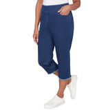 Alfred Dunner Super Stretch Denim Fringe Capri Pant- Petite