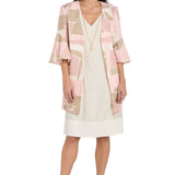 2Pc Jacket Dress with Printed Jacket and Necklace - Petite