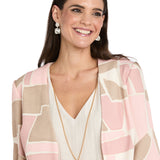 2Pc Jacket Dress with Printed Jacket and Necklace
