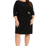 Jersey Side Draped Dress with Hardware, Plus