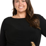 Jersey Side Draped Dress with Hardware, Plus