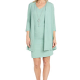 2Pc Jacket Dress with Necklace