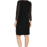 Short Jersey Dress with Tulip Chiffon Sleeve - Black