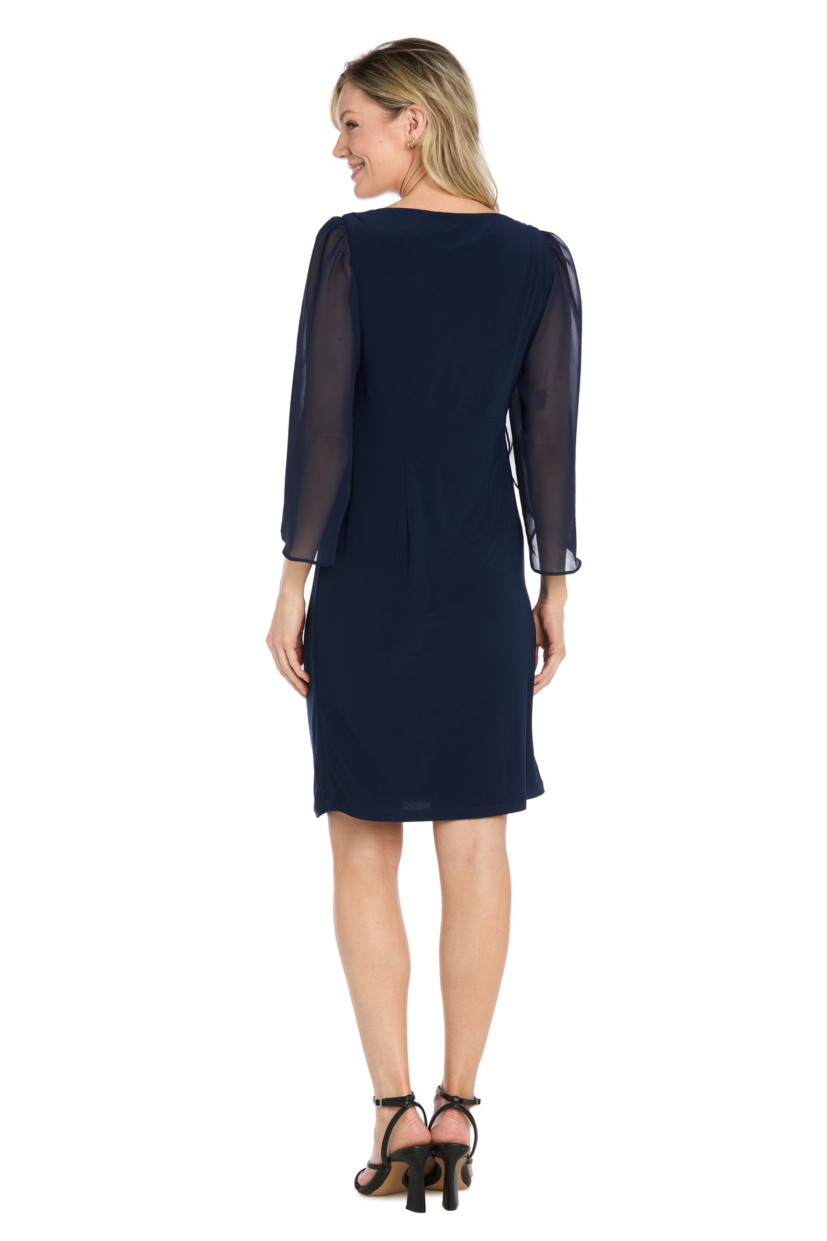blue jersey dress Women's R&M Richards Rhinestone Neck Sheath Dress, Size: 6, Navy