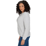 Alfred Dunner Cable Pullover Chenille Sweater - Grey - Petite