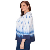 Alfred Dunner Tie Dye Border Split Neck Top - Plus