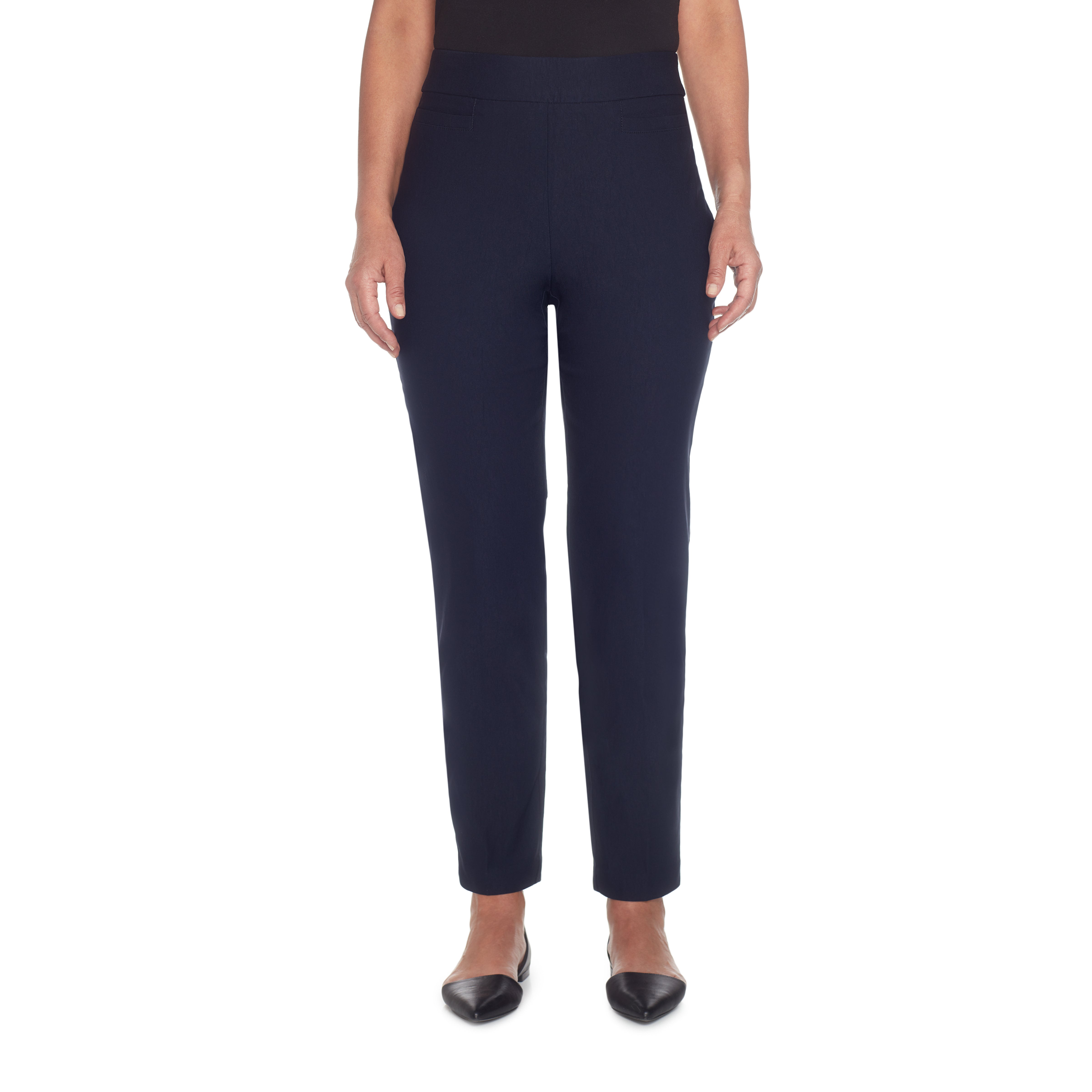 Alfred Dunner Petite Classic Allure Fit Proportioned Pant with Elastic Comfort Waistband Short Length