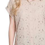 NY Collection Short Sleeve Eyelet Blouse