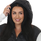 Plus Size Hooded Quilted Longline Puffer Vest