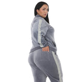 Plus Size Velour Zip-Front Jacket & Jogger Pants Set