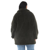 Plus Size Long Plush Button-Front Coat