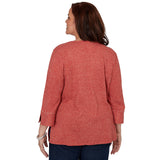 Alfred Dunner Spliced Texture Metallic Studded Top - Terracotta - Plus