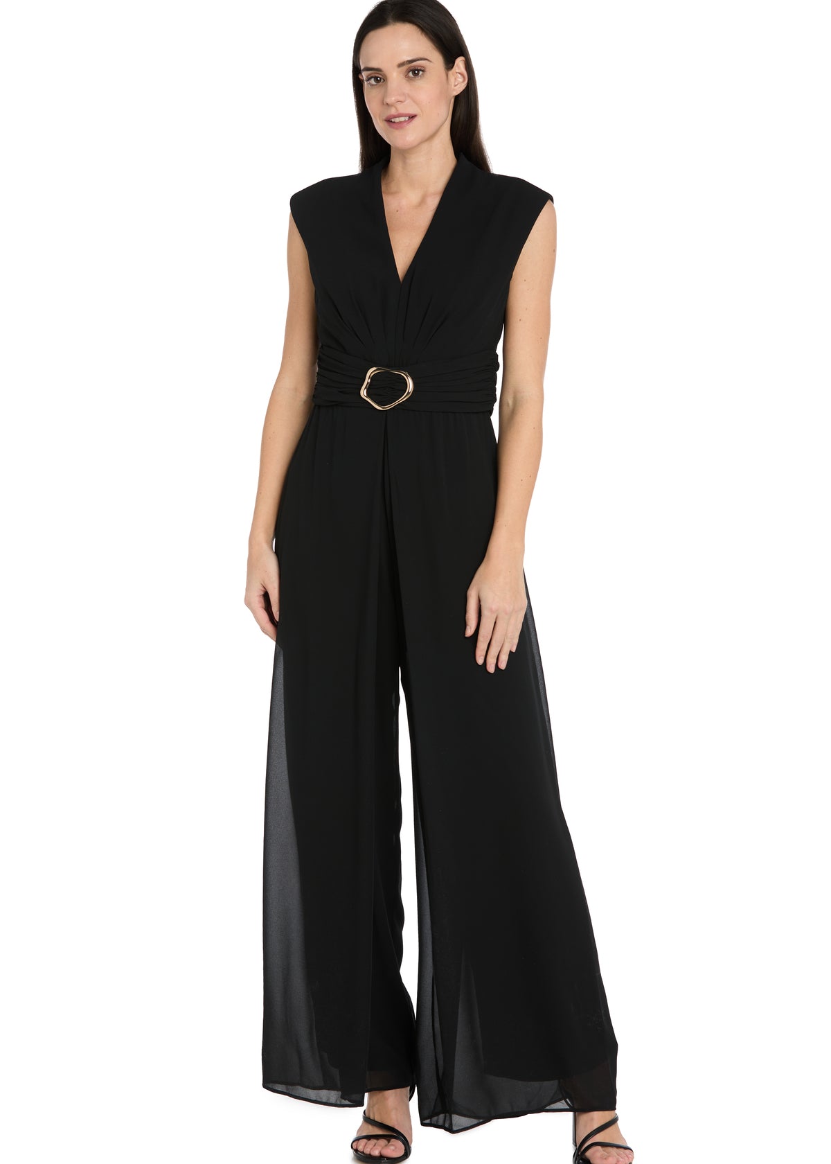 R & M Richards Women's Jumpsuit with Front Buckle, Black, 12 R & M Richards Women's Jumpsuit with Front Buckle, Black, 12