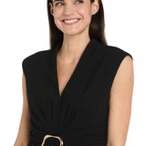 Funnel Neck Jumpsuit with Buckle - Black