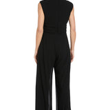 Funnel Neck Jumpsuit with Buckle - Black