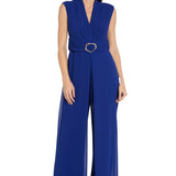 Funnel Neck Jumpsuit with Buckle - Royal