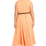 Fit and Flare Shirt Dress with Belt - Plus