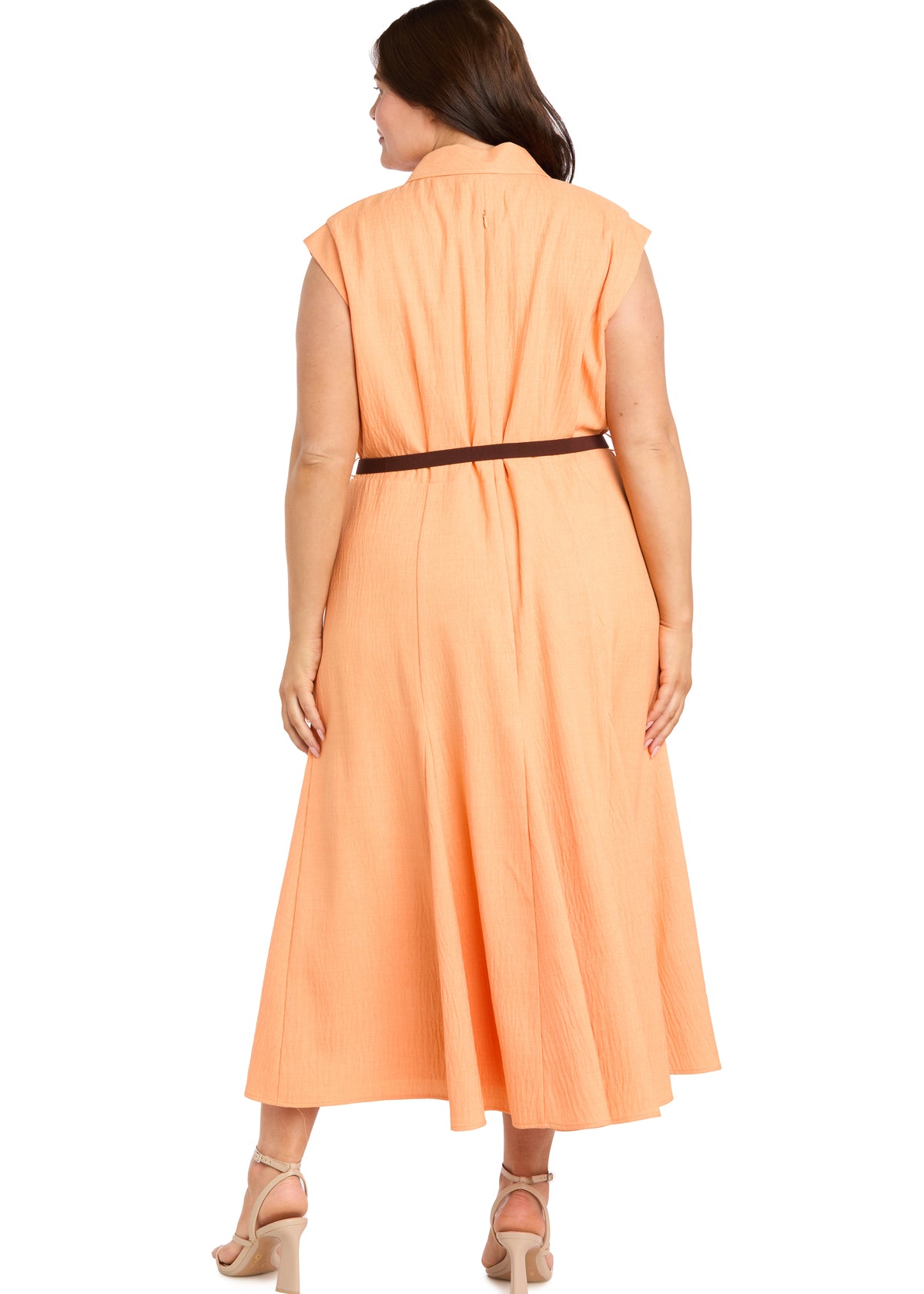 Fit and Flare Shirt Dress with Belt - Plus Mango / 14W Fit and Flare Shirt Dress with Belt - Plus Mango / 14W