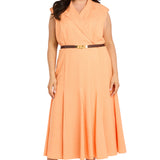Fit and Flare Shirt Dress with Belt - Plus