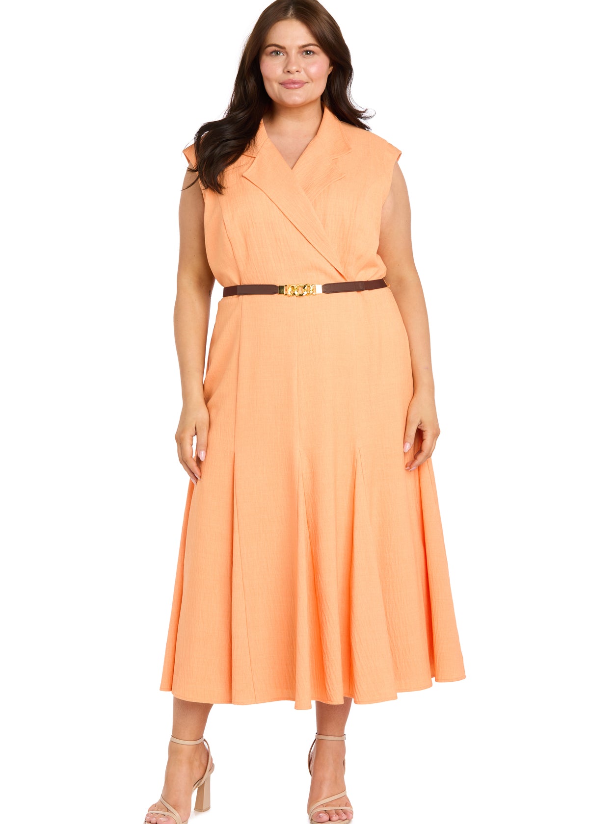 Fit and Flare Shirt Dress with Belt - Plus Mango / 14W Fit and Flare Shirt Dress with Belt - Plus Mango / 14W