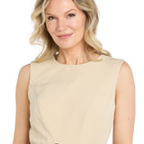 Stretch Twill Midi Dress with Split Skirt and Belt