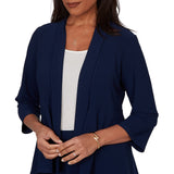 Alfred Dunner Light Open Crepe Cardigan Top - Navy - Petite