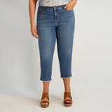 Westport Signature Fray Hem Capri in Dark Wash - Plus