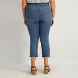 Westport Signature Fray Hem Capri in Dark Wash - Plus