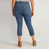 Westport Signature Fray Hem Capri in Dark Wash - Plus