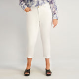 Westport Signature Fray Hem Capri in White - Plus