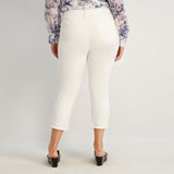 Westport Signature Fray Hem Capri in White - Plus