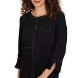 Alfred Dunner Spliced Texture Metallic Studded Top - Black