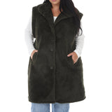 Plus Size Long Plush Button-Front Vest