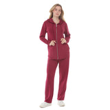 Women's Hooded Zip-Front Top and Straight-Leg Pants Set