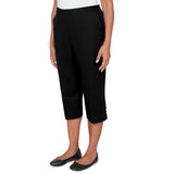 Alfred Dunner Solid Twill Button Hem Capri Pant