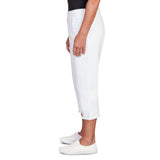 Alfred Dunner Super Stretch Denim Fringe Capri Pant- Petite