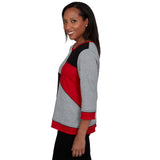 Alfred Dunner Heathered Colorblock Knit Top - Grey - Petite
