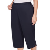 Alfred Dunner Solid Twill Button Hem Capri Pant - Plus